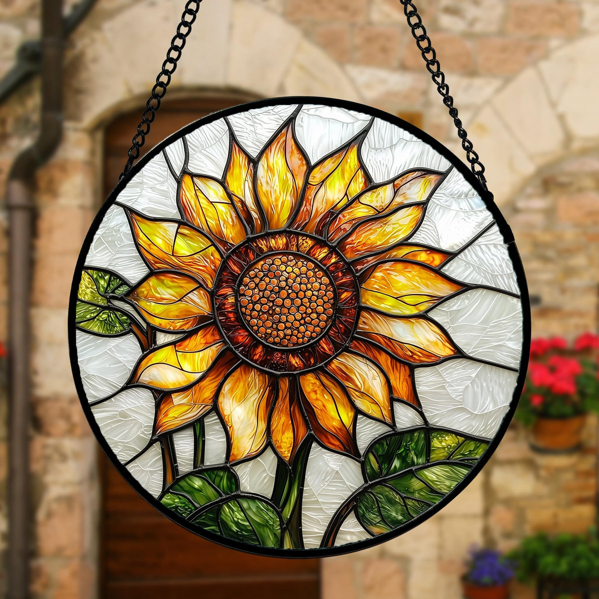 DASTOLL suncatcher with metal chain provides versatile window decor