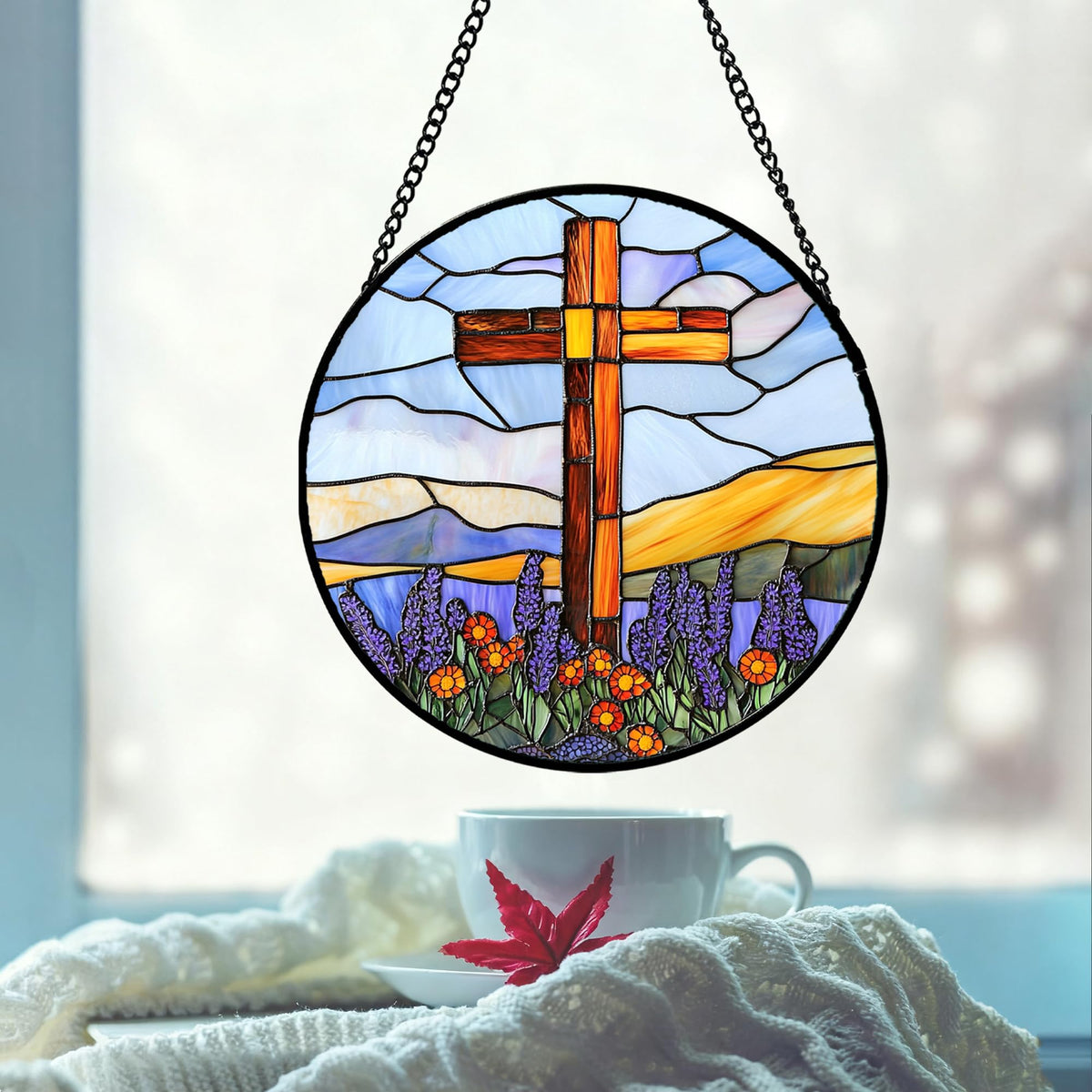 DASTOLL sunlit mountain design closeup showing intricate glass craftsmanship.