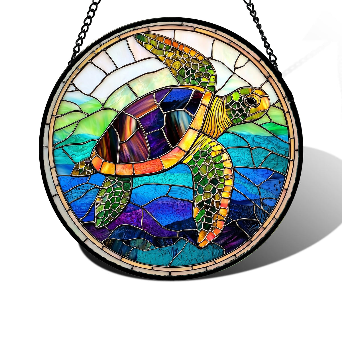 DASTOLL turtle ocean suncatcher enhances natural light with colorful coastal charm.