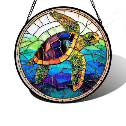 DASTOLL turtle ocean suncatcher enhances natural light with colorful coastal charm.