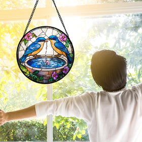 DASTOLL two blue birds suncatcher hanging in a window