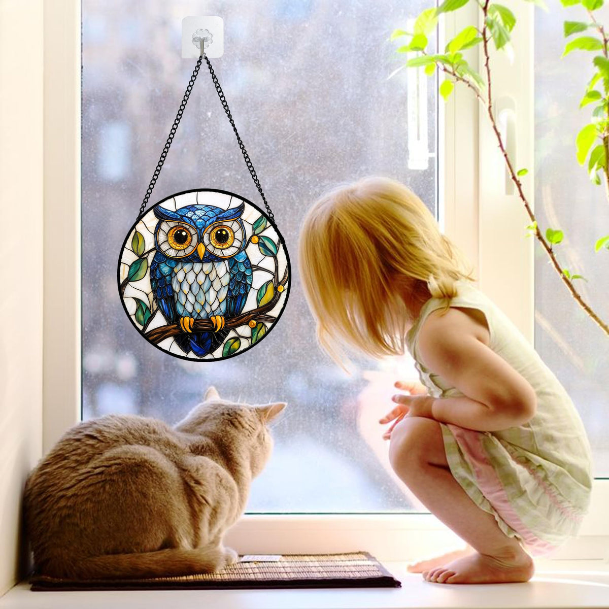 DASTOLL window decor owl artwork suits gift-ready occasions