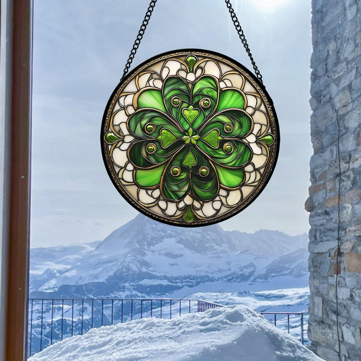 DASTOLL window hanging clover suncatcher ready to display on window or door