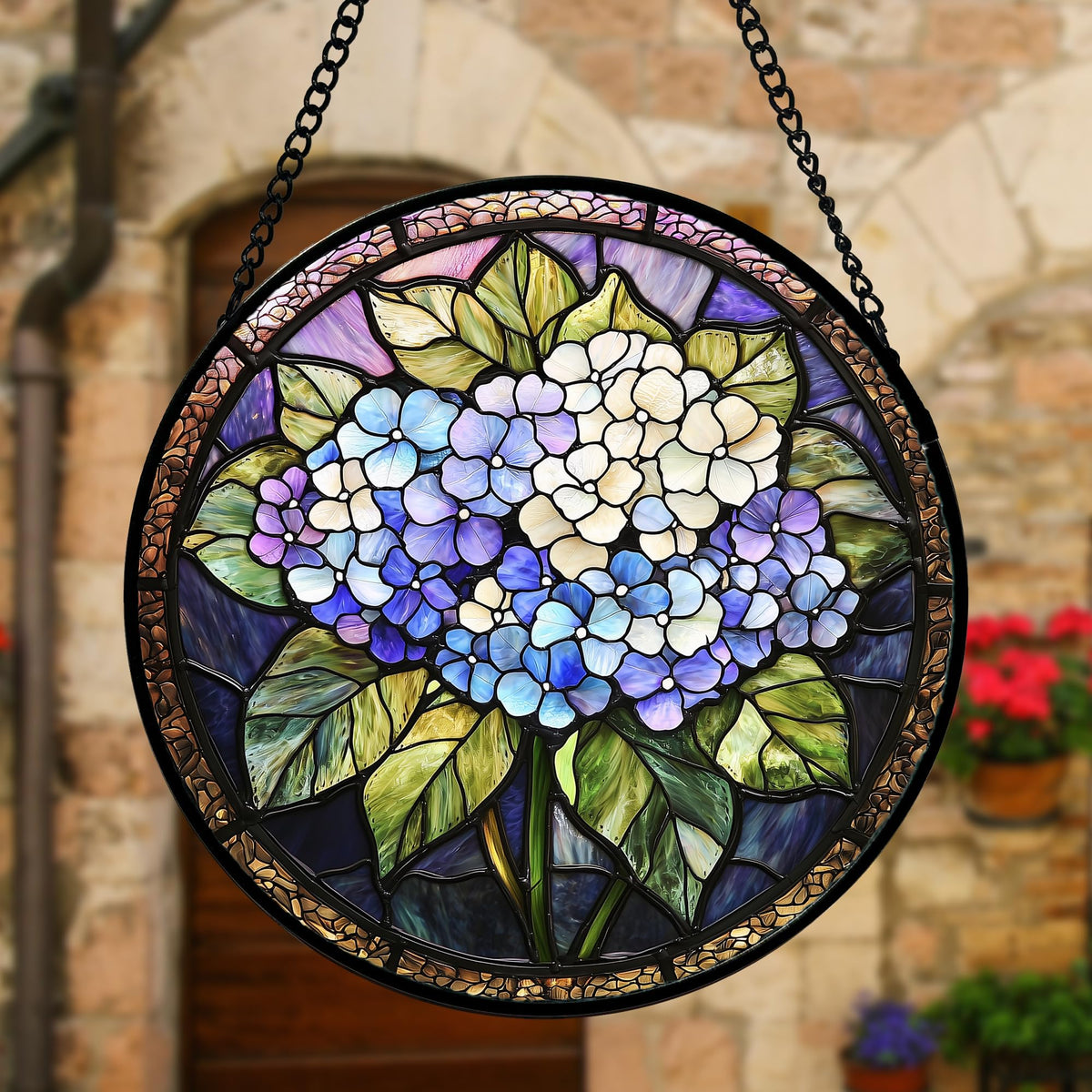 DASTOLL window hanging sun catcher Hydrangea flowers for vibrant porch and room accents.