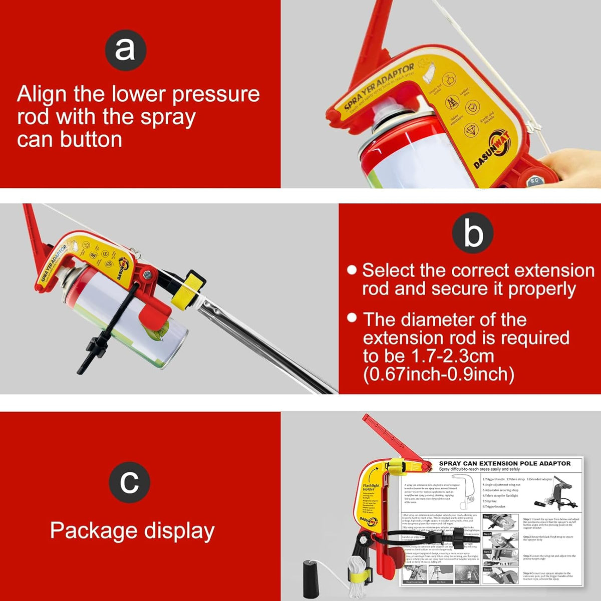 Dasunwat package includes adaptor and instruction manual for easy setup