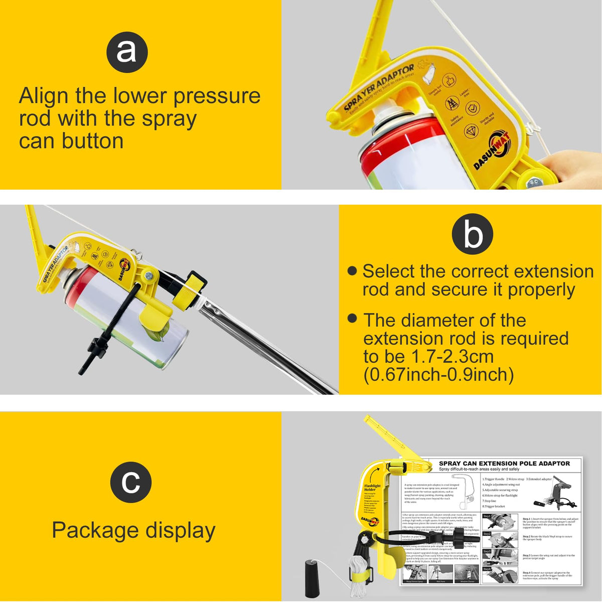 Dasunwat packaging includes adaptor and instruction manual.