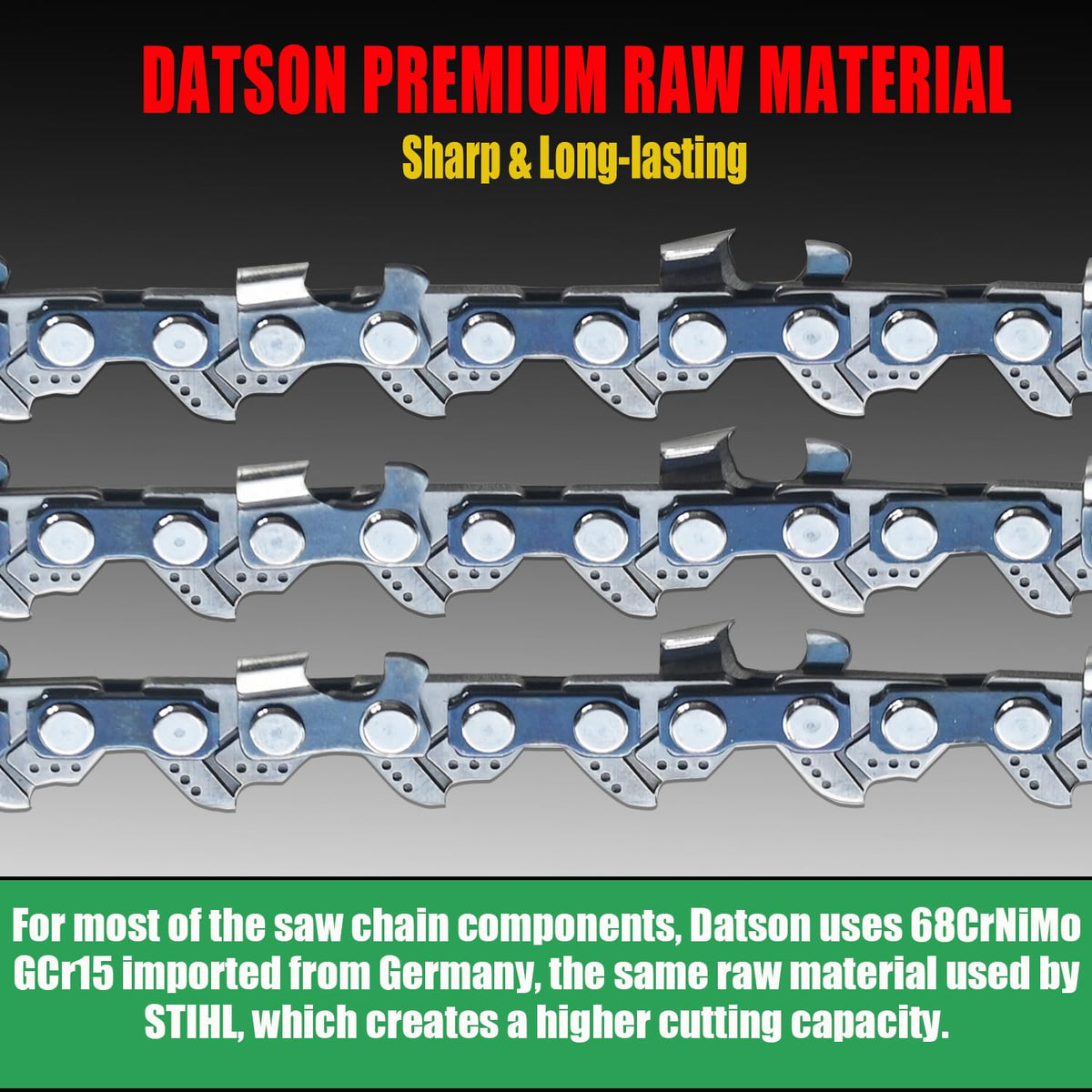 DatsenAAA packaging displays a 3-pack of 12-inch chains.