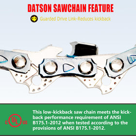 DatsenAAA 3PC 16-inch chain teeth close-up reveals sharpened cutters for clean cuts