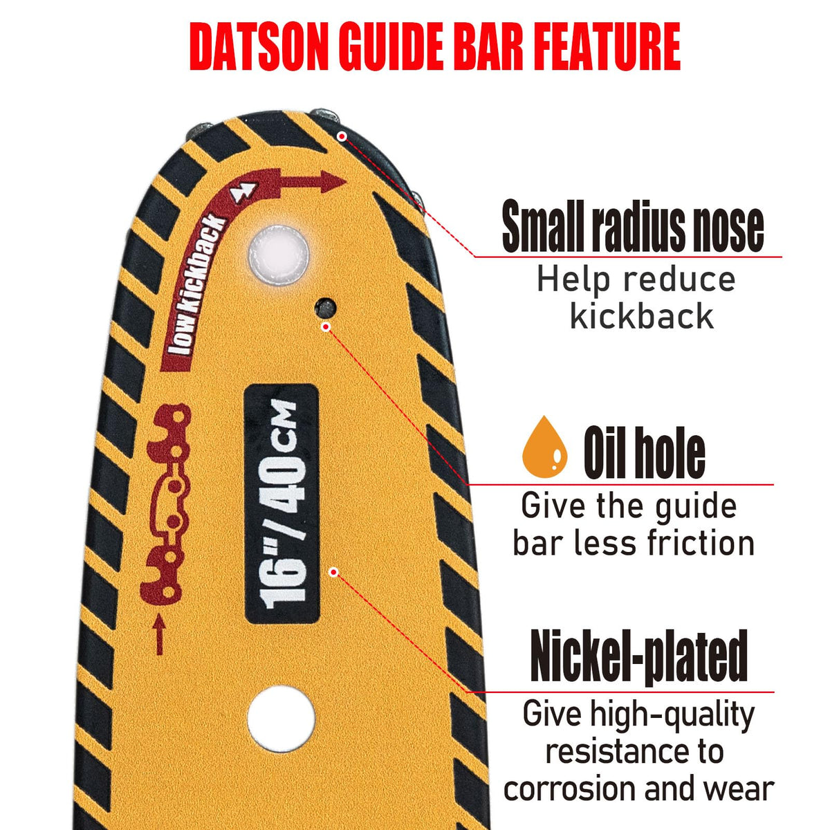 DatsenAAA bar features reduce kickback for smoother control during use.