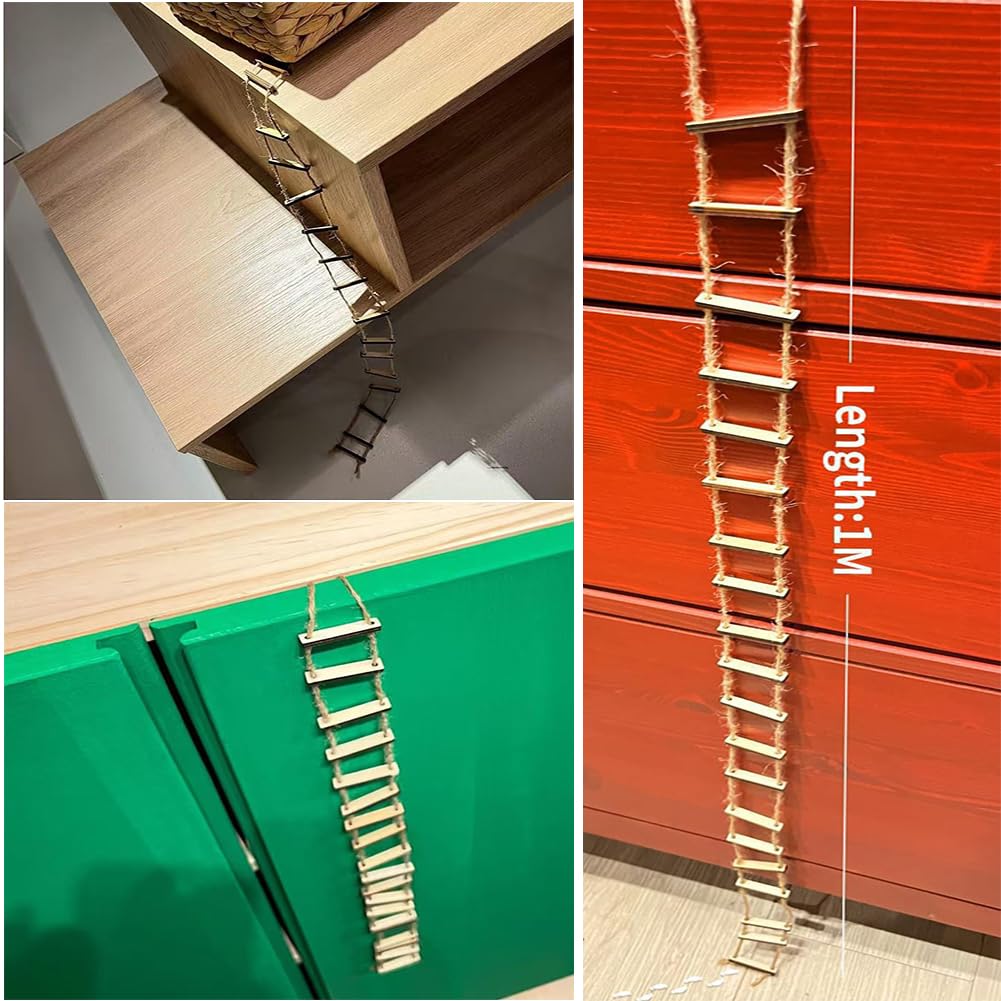 DAUCHVNY durable wood and hemp rope ladder closeup highlights sturdy craft quality
