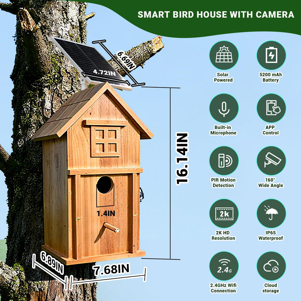 Daulpell natural wood birdhouse coating blends with outdoors while staying protected