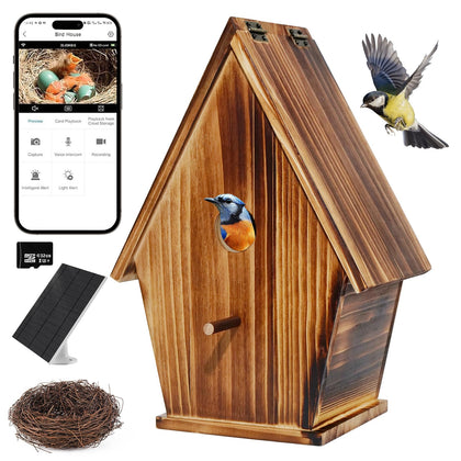 Daulpell Smart Bird House with Camera inside captures real-time activity for your device.