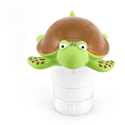 Daunor Turtle pool chlorine tablet dispenser with collapsible design for easy storage and travel.