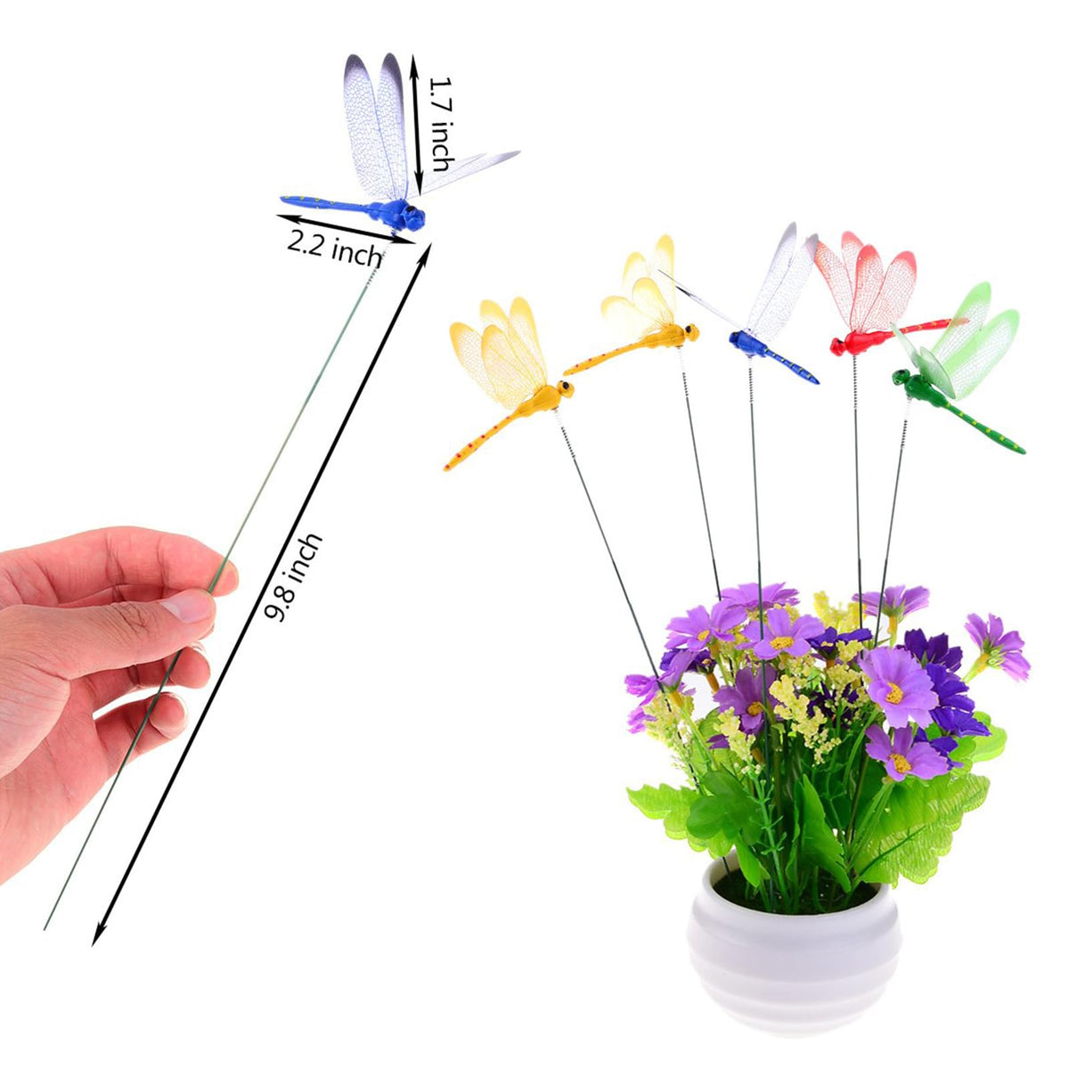DAVAXI dragonfly garden stake red 3D brightens flower beds and patios.
