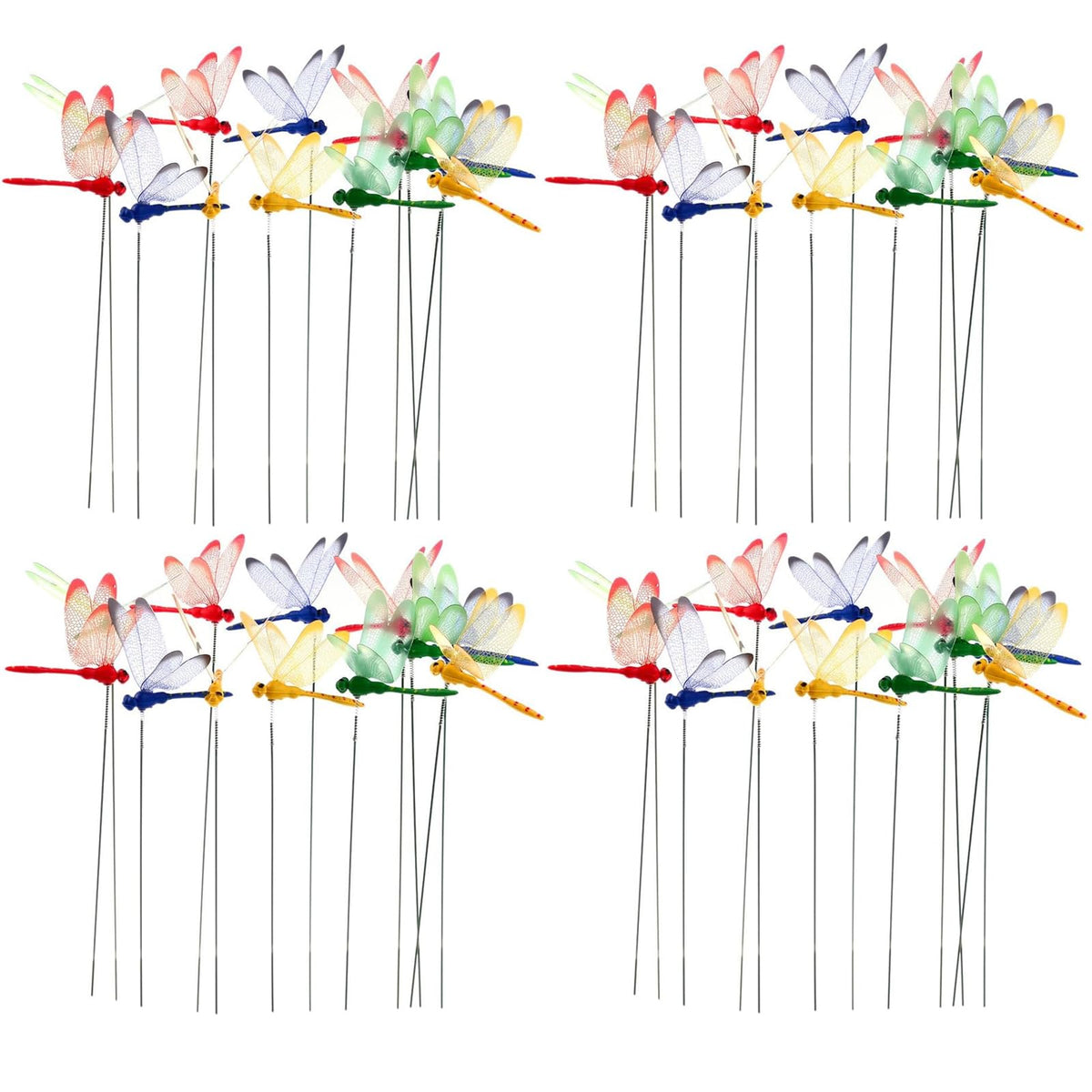DAVAXI dragonfly stakes bring color and whimsy to garden borders.