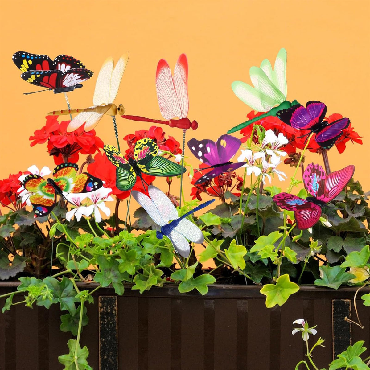 DAVAXI dragonfly garden stake yellow 3D adds cheerful accents to pots.