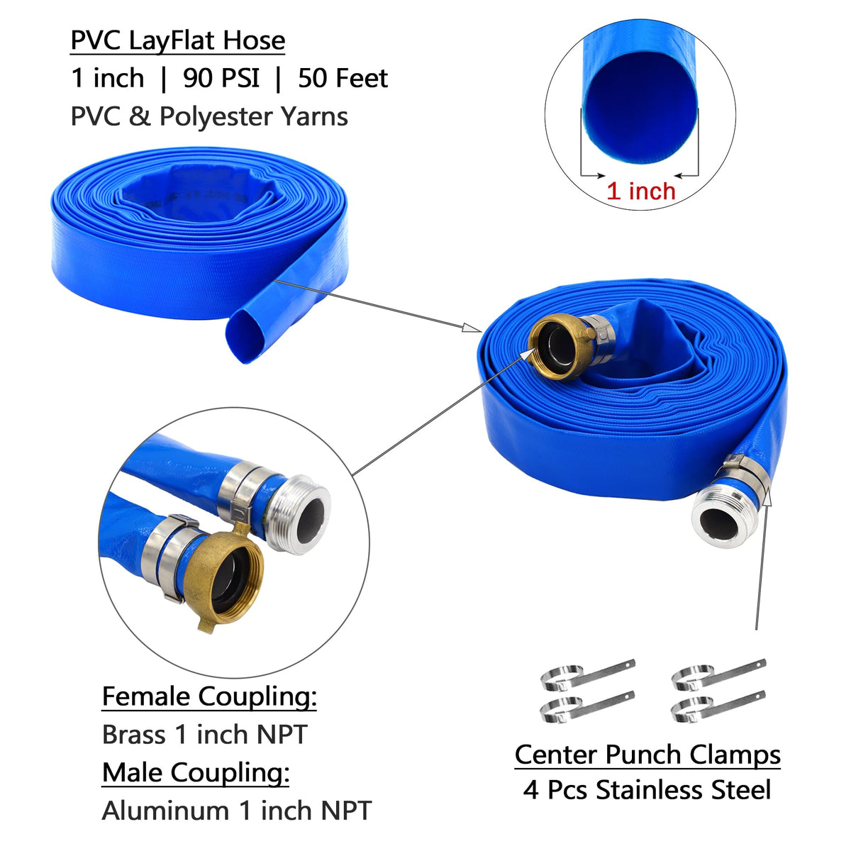 Heavy-duty reinforced PVC backwash hose for durable pool maintenance
