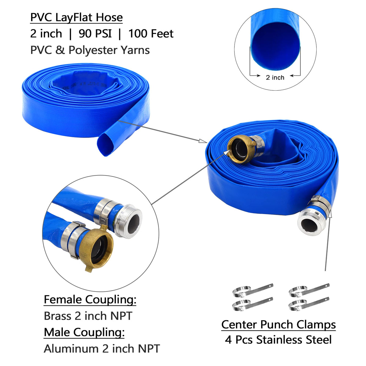 Reinforced polyester yarn construction visible on DAVCO hose for durability.