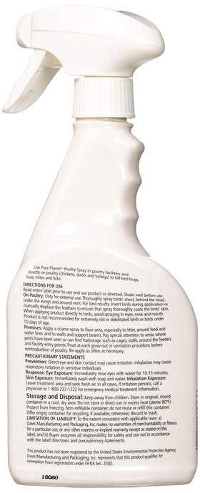 Davis Pure Planet Poultry Spray applied to coop roosts to deter mites