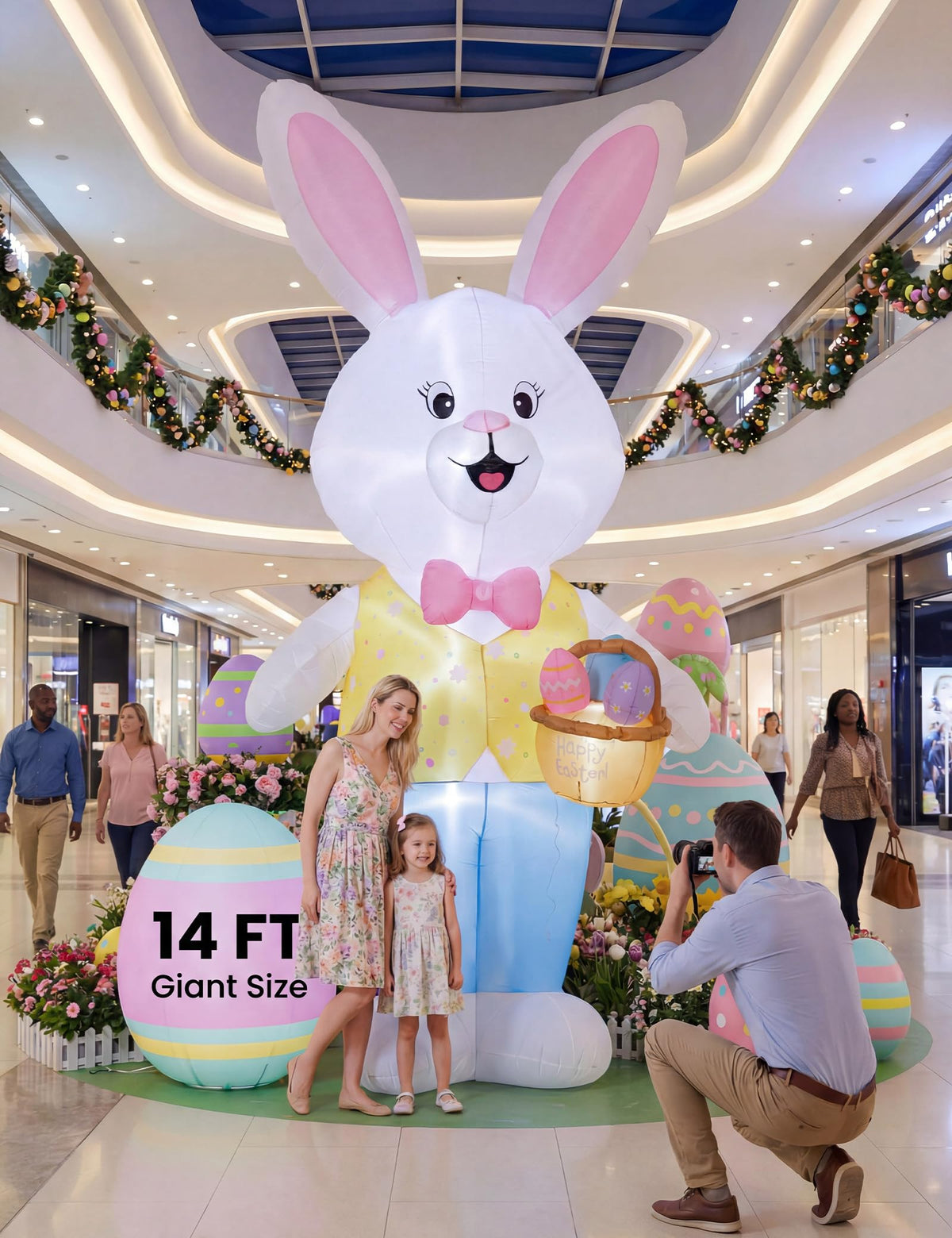 Dawdix commercial yard display: Easter bunny inflatable suitable for storefronts and events.