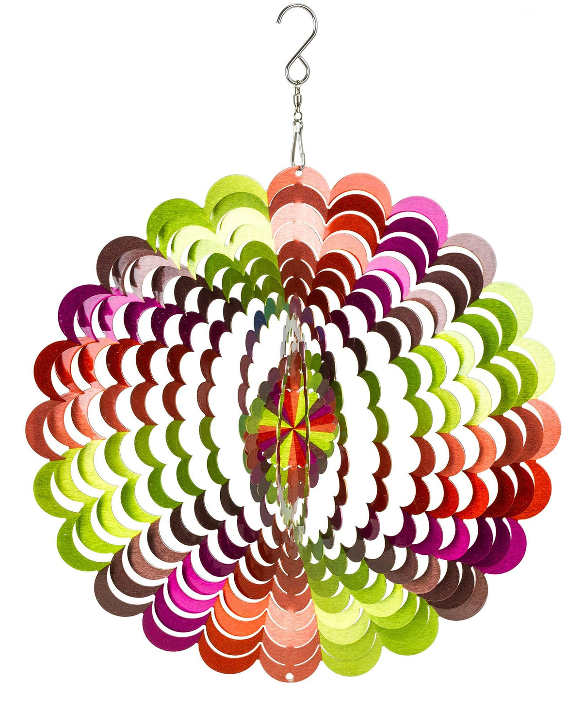Dawhud Direct Rainbow Spiral Wind Spinner close-up pattern highlights intricate laser-cut details