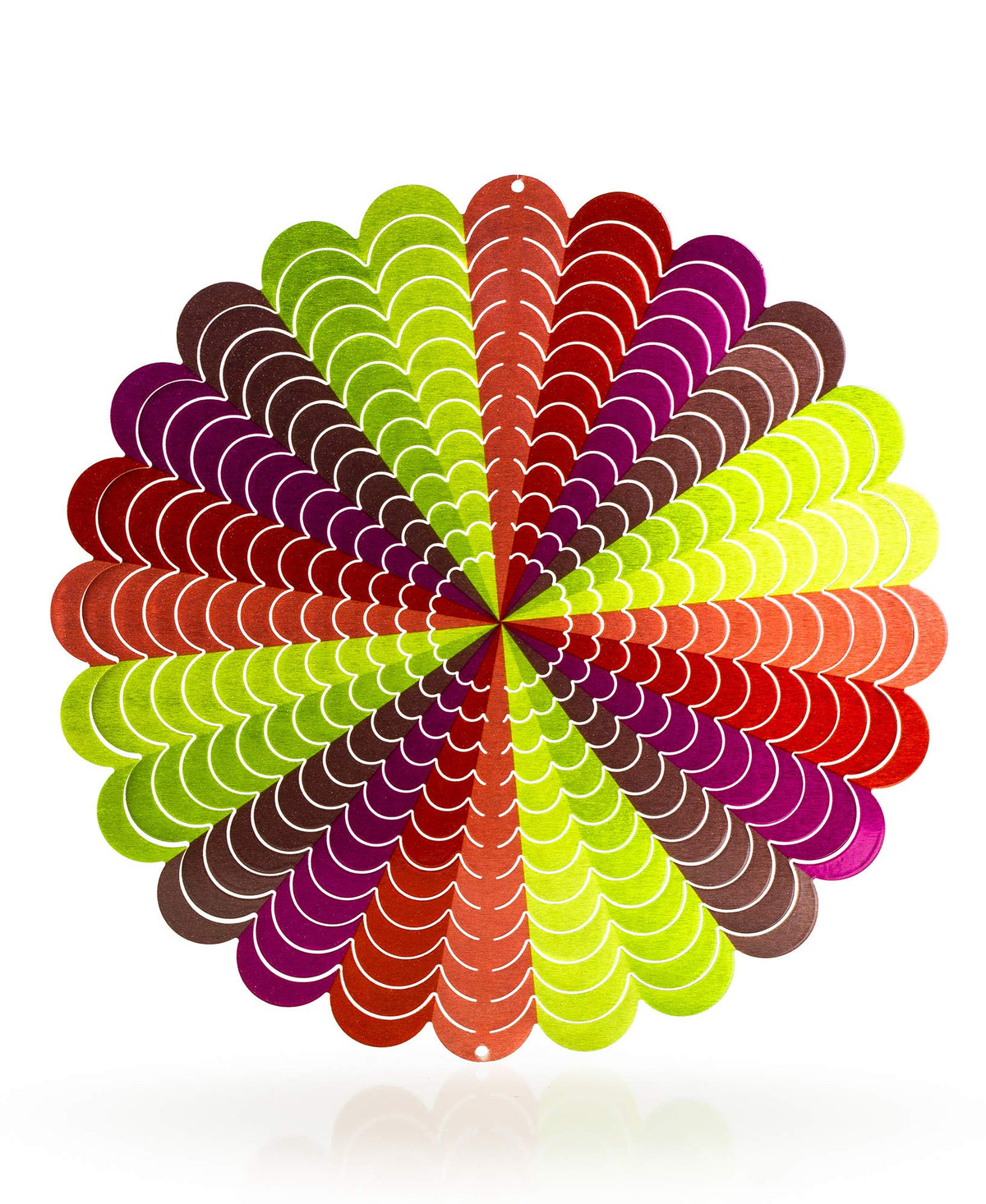 Dawhud Direct Rainbow Spiral Wind Spinner metal finish reflects light as it spins