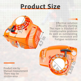 Dawnow recoil pull starter design for easy start and fewer jams.