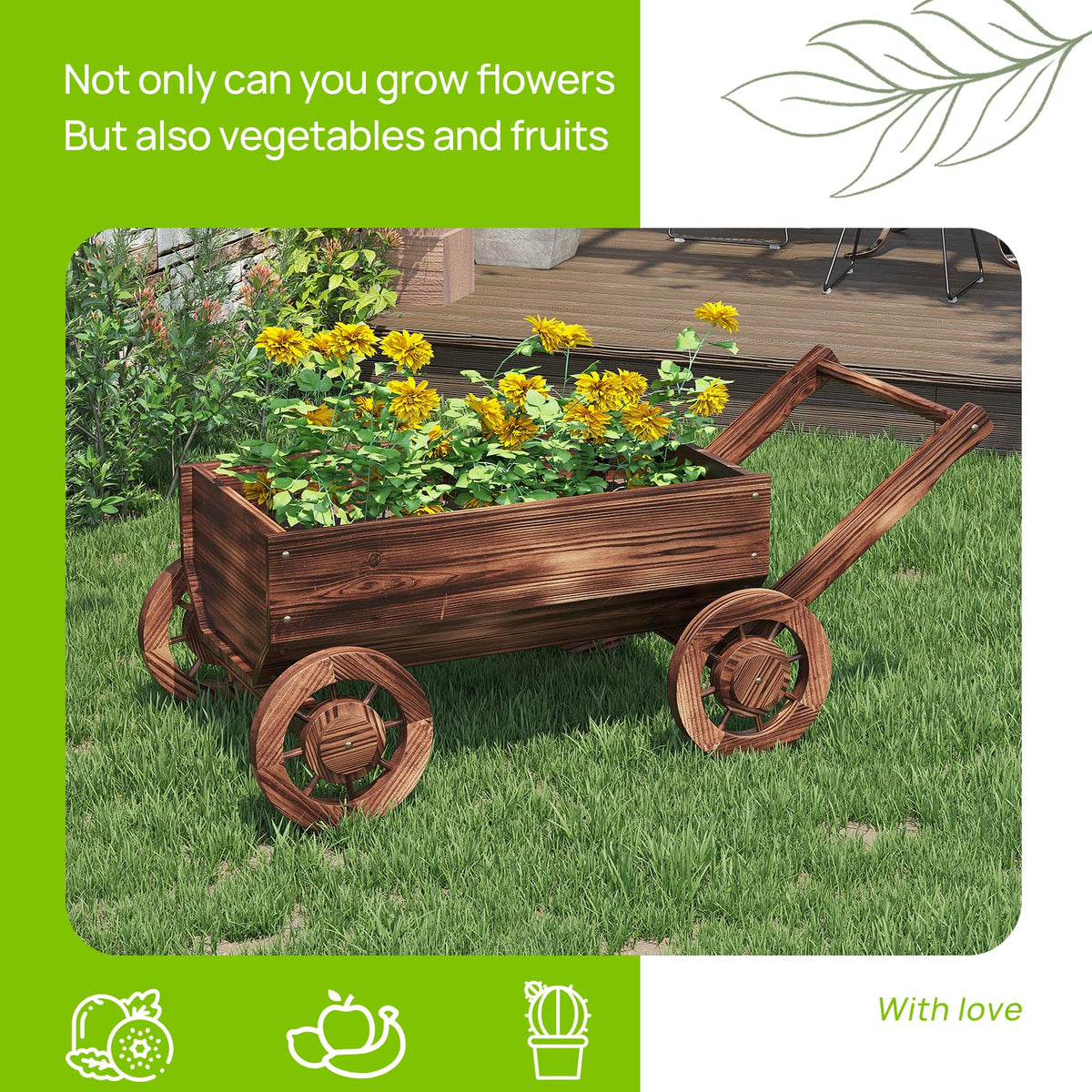 Dawnyard wooden wagon planter as a thoughtful housewarming gift