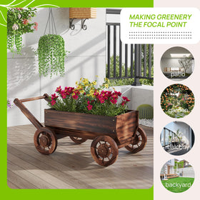 Dawnyard wooden wagon planter with succulents showcases versatility