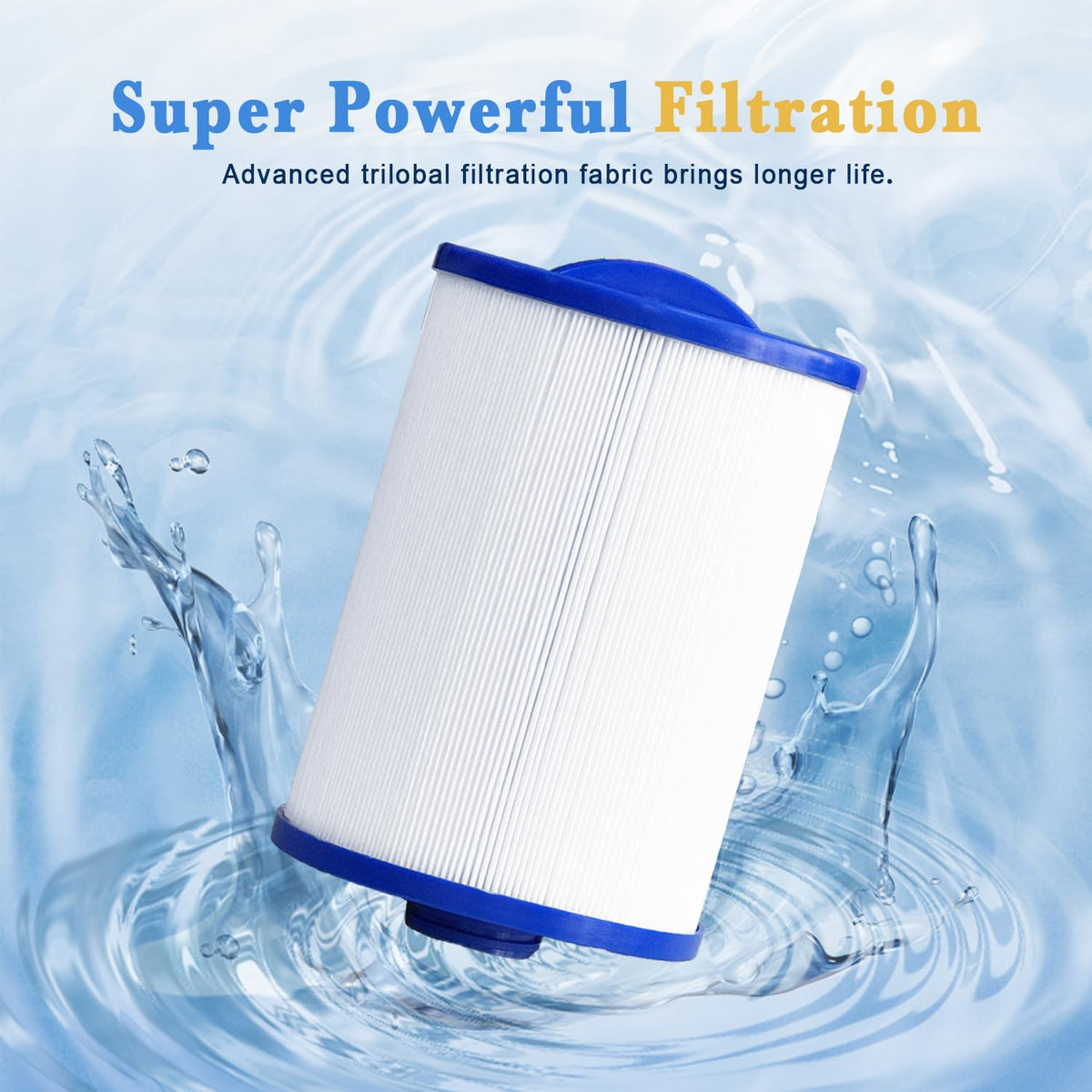 DAYEAR hot tub filter 2-pack side view demonstrates stable fit and short thread design