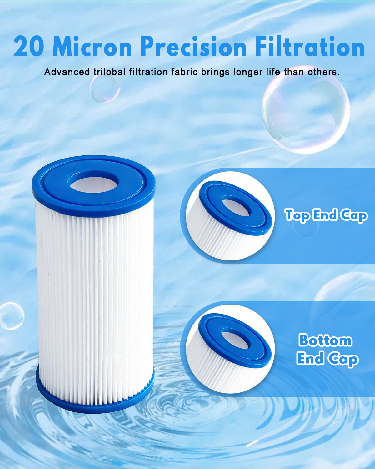 DAYEAR Dirt-Locking fabric closeup capturing debris for cleaner spa water.