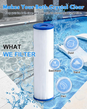 DAYEAR 20 micron filtration maintains clearer ice bath water quality.