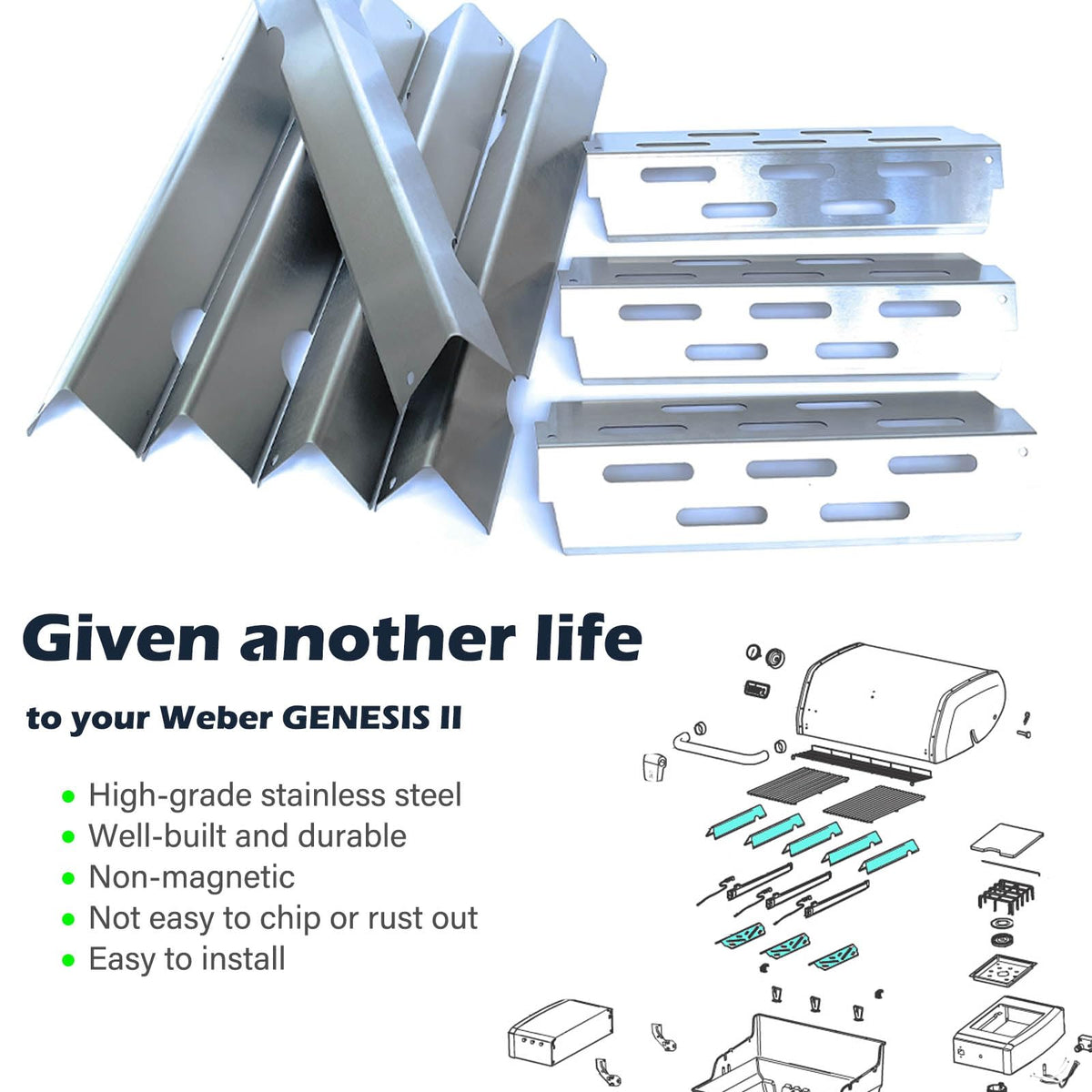 DaylyFav fit guide shows precise Genesis II compatibility with GS4 grills