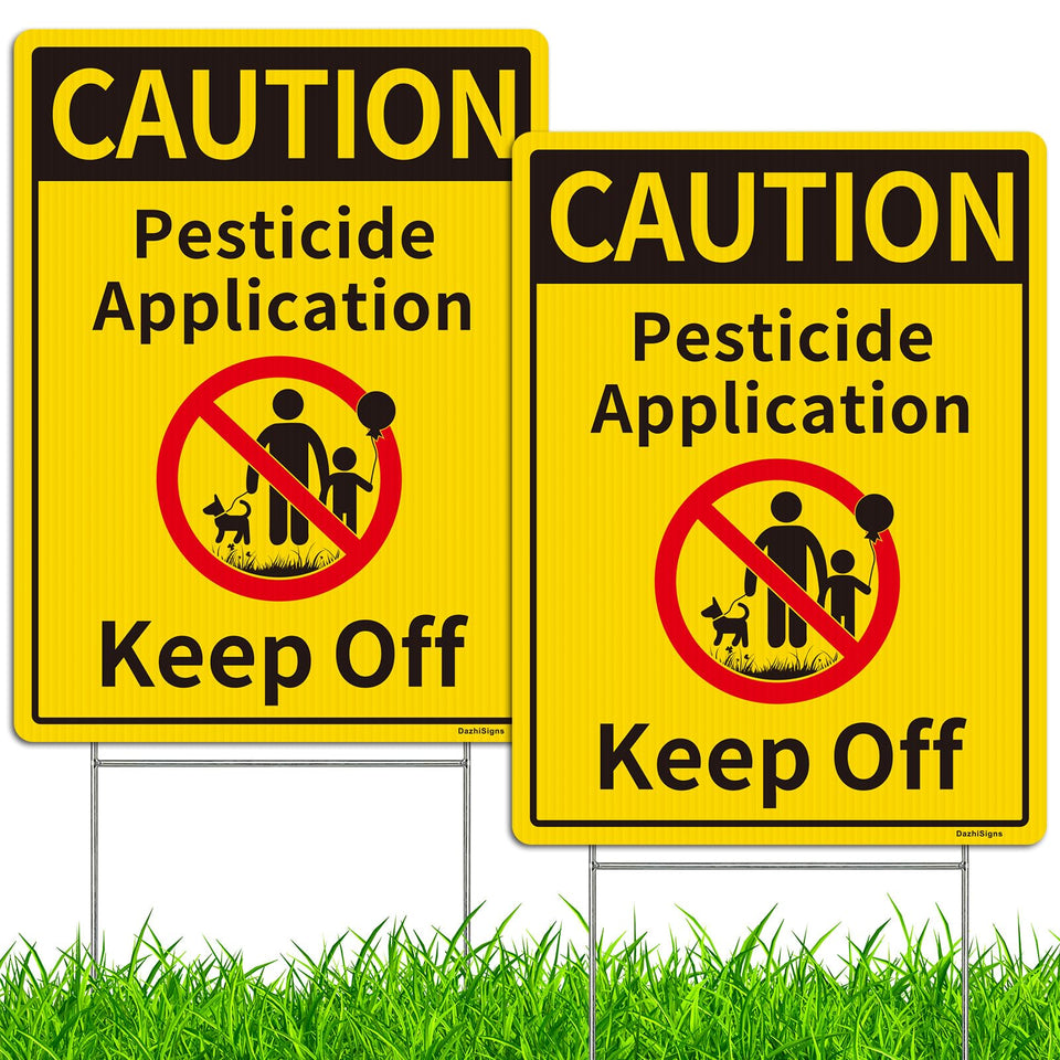 DazhiSigns pesticide keep-off sign yard 2-pack — high-visibility warning for outdoor safety