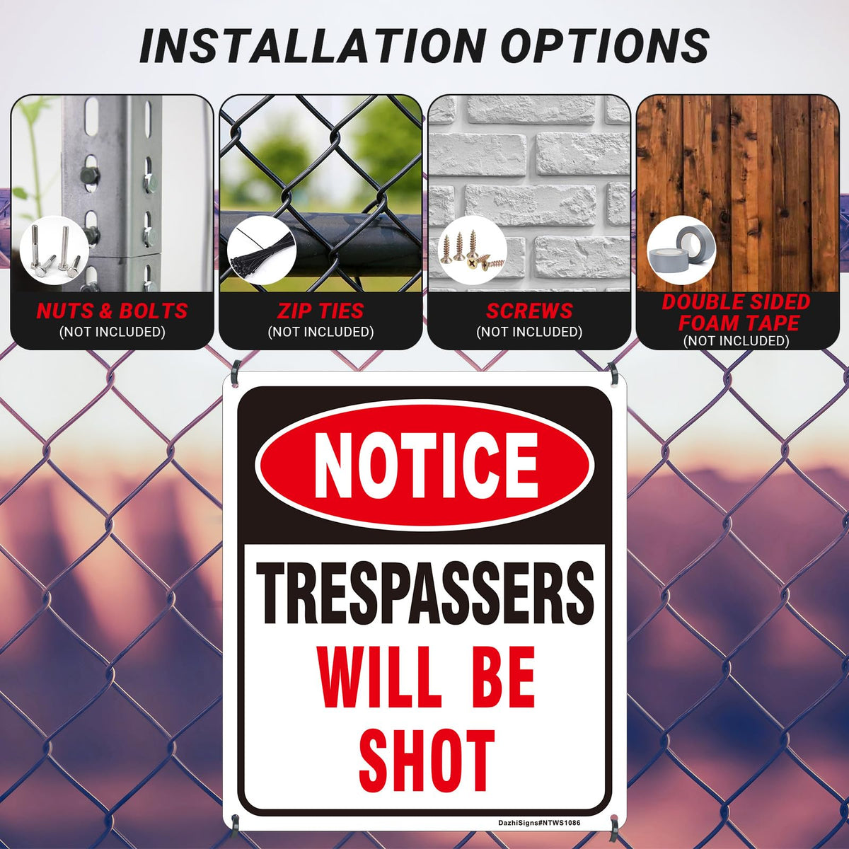 DazhiSigns Rust-Proof Aluminum Sign, weatherproof and sturdy for year-round outdoor use.