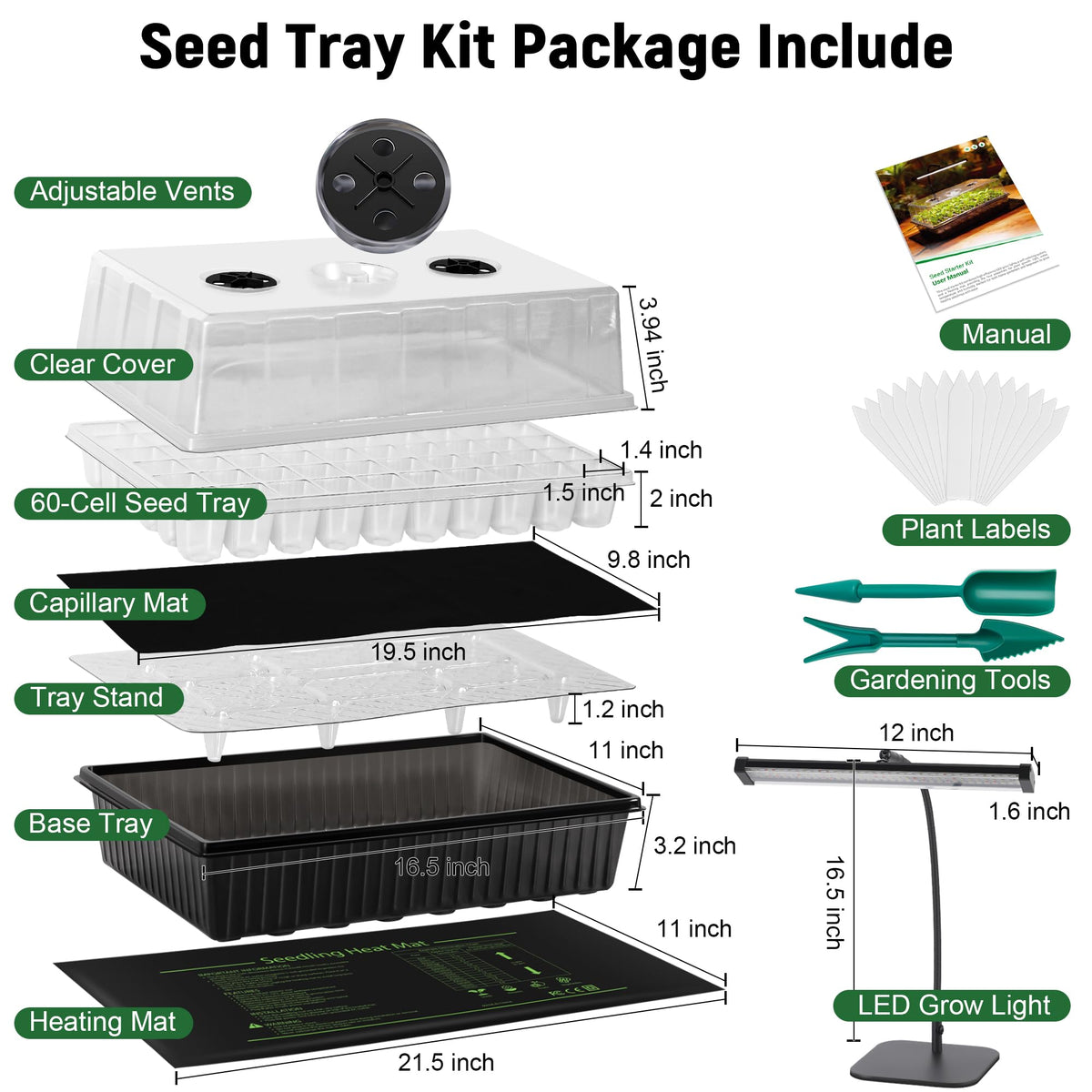 DazSpirit heat mat 21-5x11 provides consistent warmth for faster seedling development.