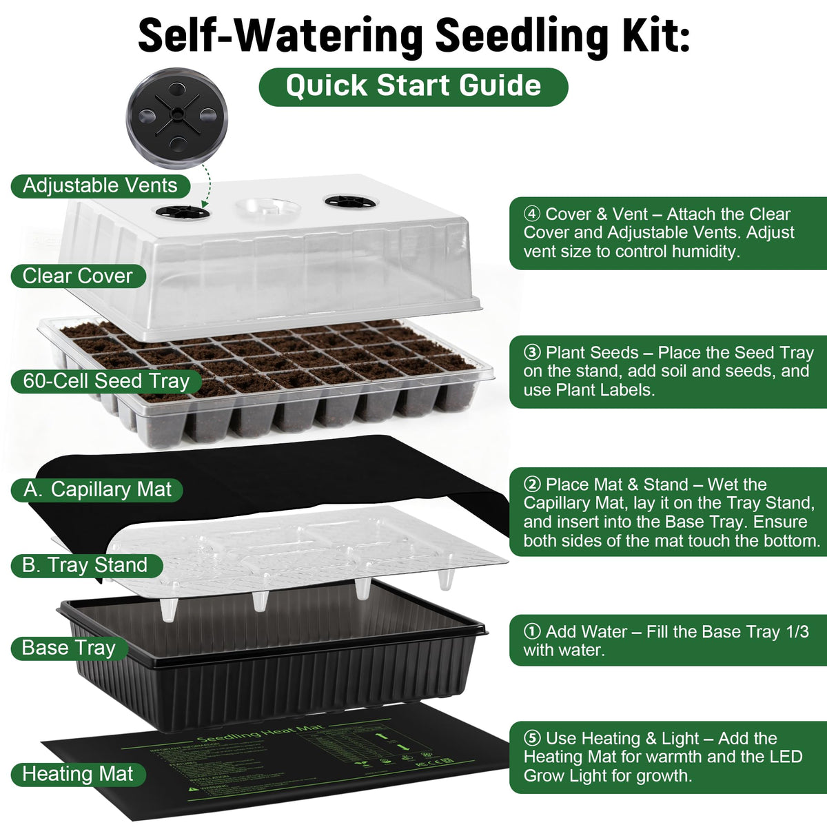 DazSpirit reusable tray and cells support multiple seasons of indoor seed starting.