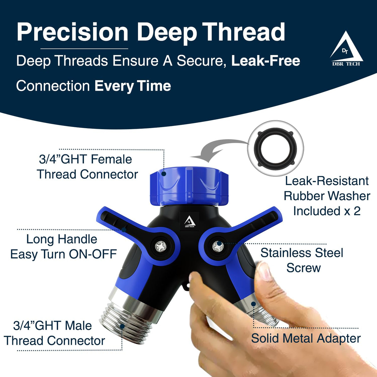 DBR Tech leak-resistant threads prevent dripping during outdoor tasks