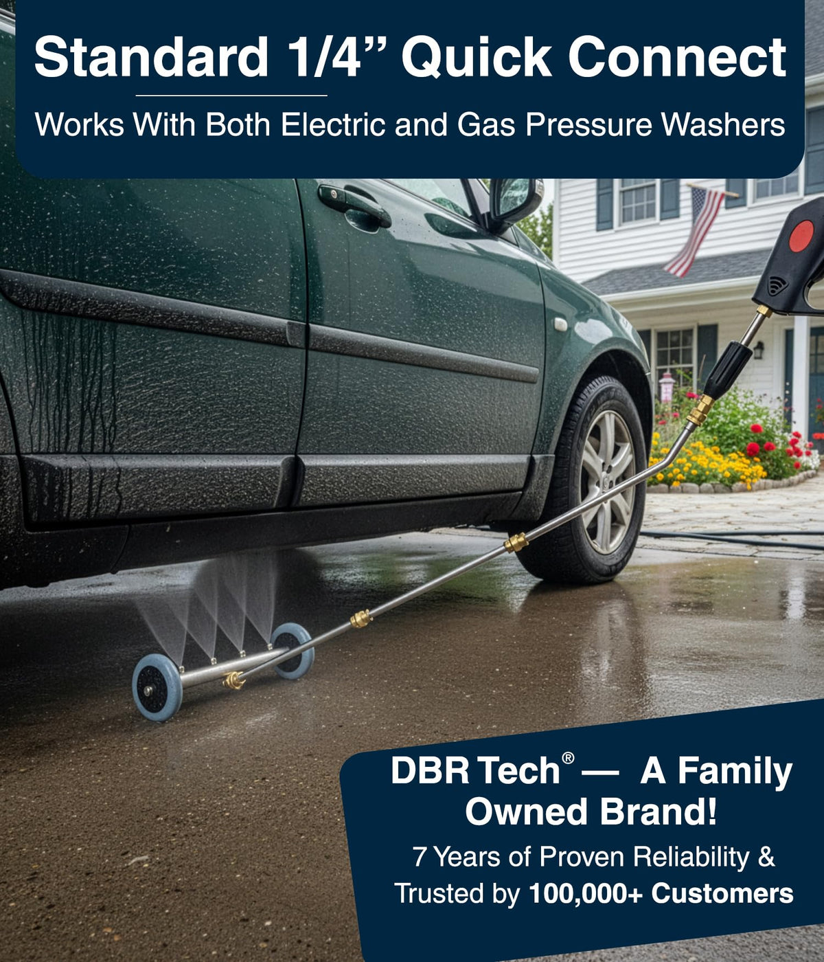 DBR Tech turbo-jet-undercarriage-kit delivers powerful cleaning undercarriage.