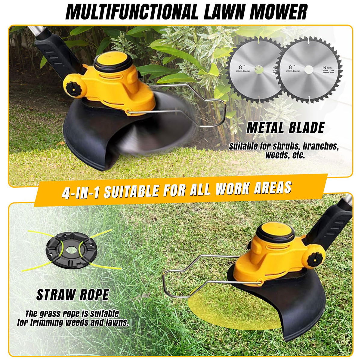 DBUOWM brushless motor weed wacker delivers smooth operation and energy efficiency.