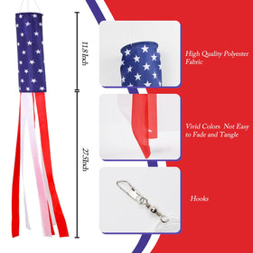 DC DCTOY Stars and Stripes windsock closeup highlights vivid colors for garden charm