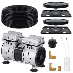 DC House pond aerators setup shows compact unit and tubing improving water circulation