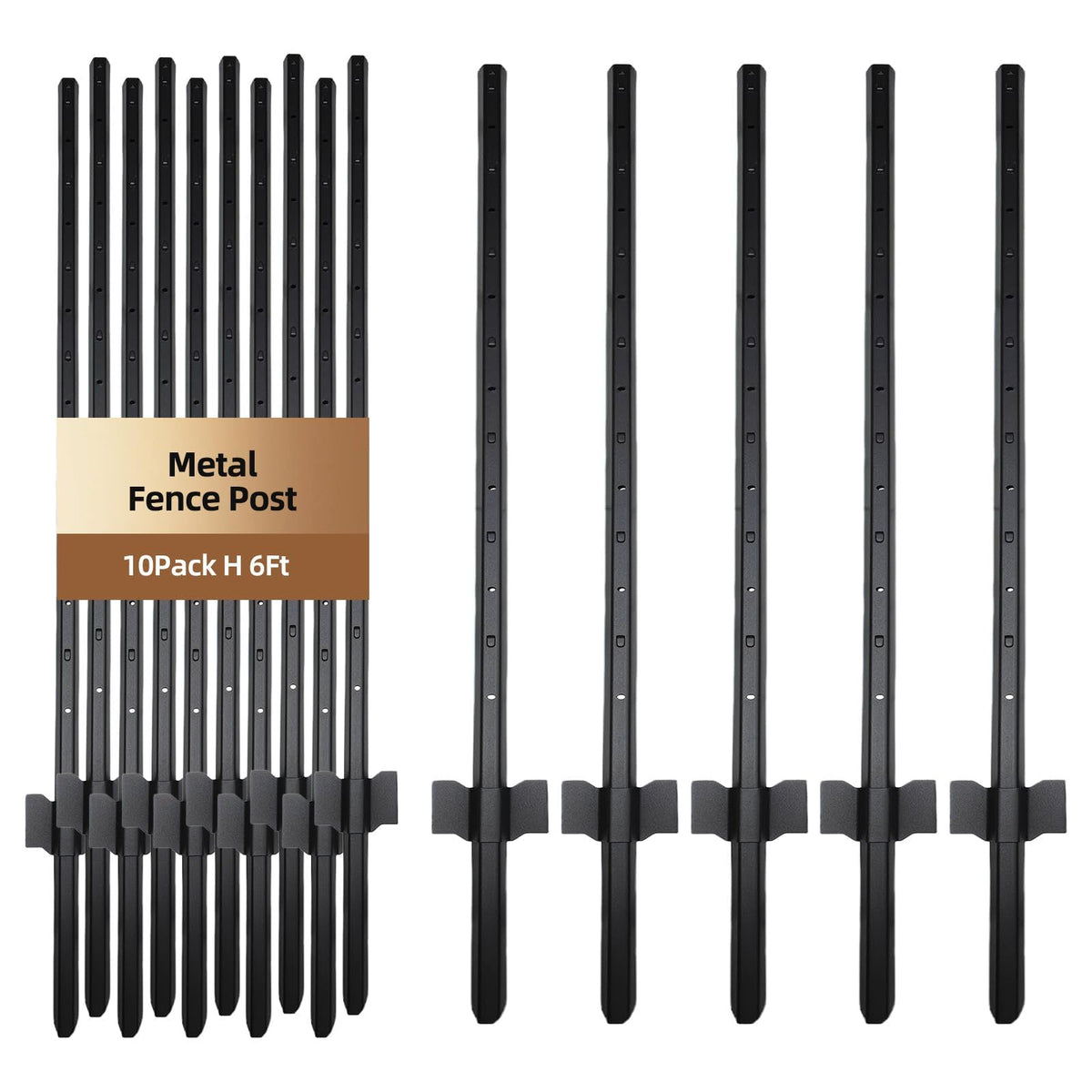 DCLFIRMX 10-pack 6ft no-dig U-posts for easy fence installation