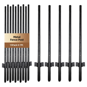 DCLFIRMX 7ft metal fence post close-up shows thick walls for durable support
