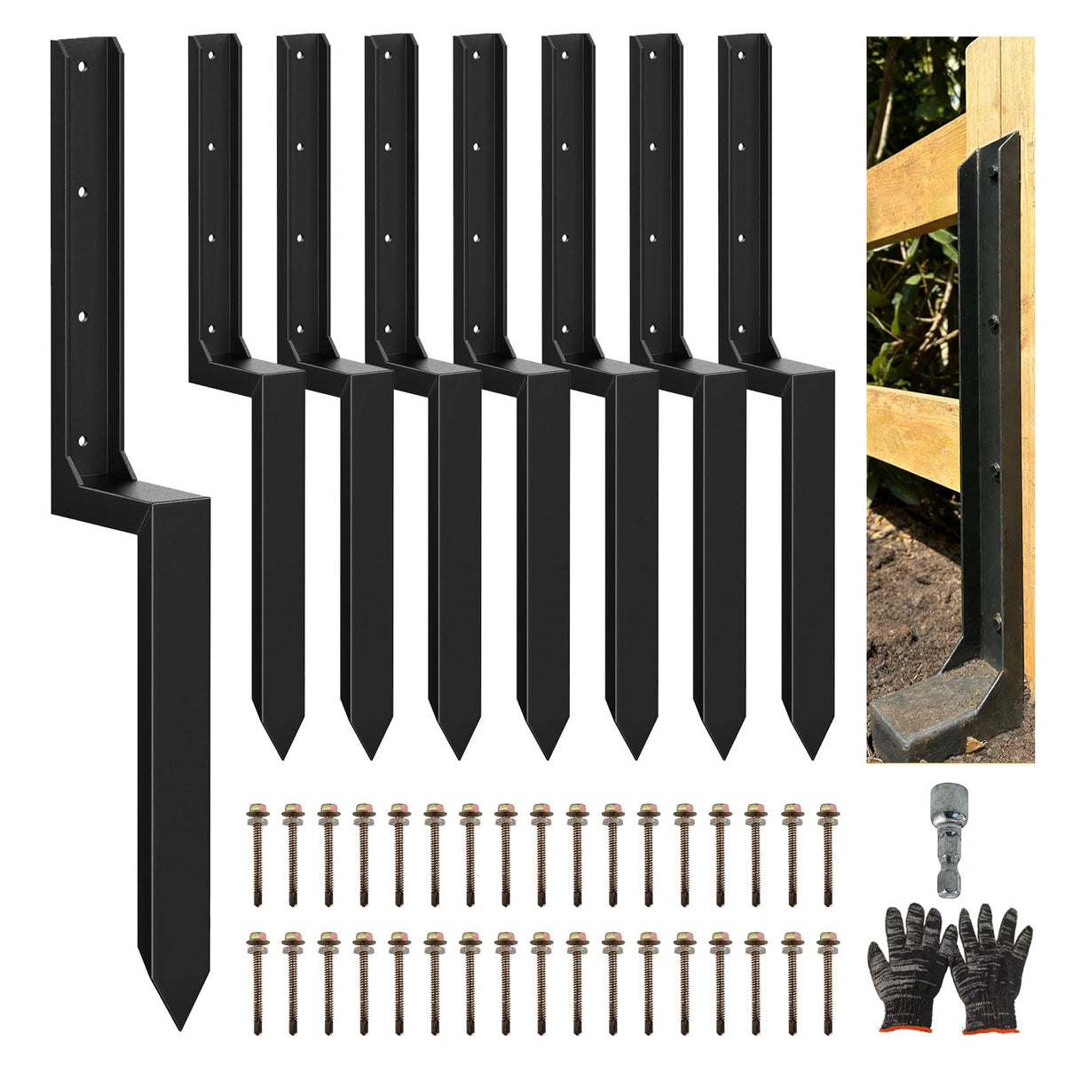 DCLFIRMX 8PCS fence post repair kit with H-shaped design for sturdy posts