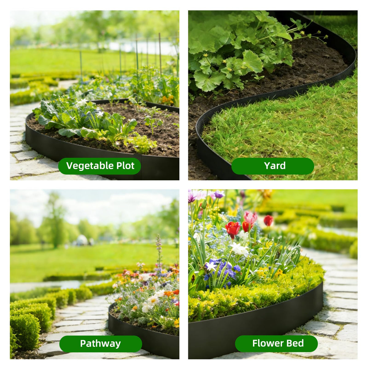 DCLFIRMX weed-blocking edge helps keep garden beds tidy and defined.
