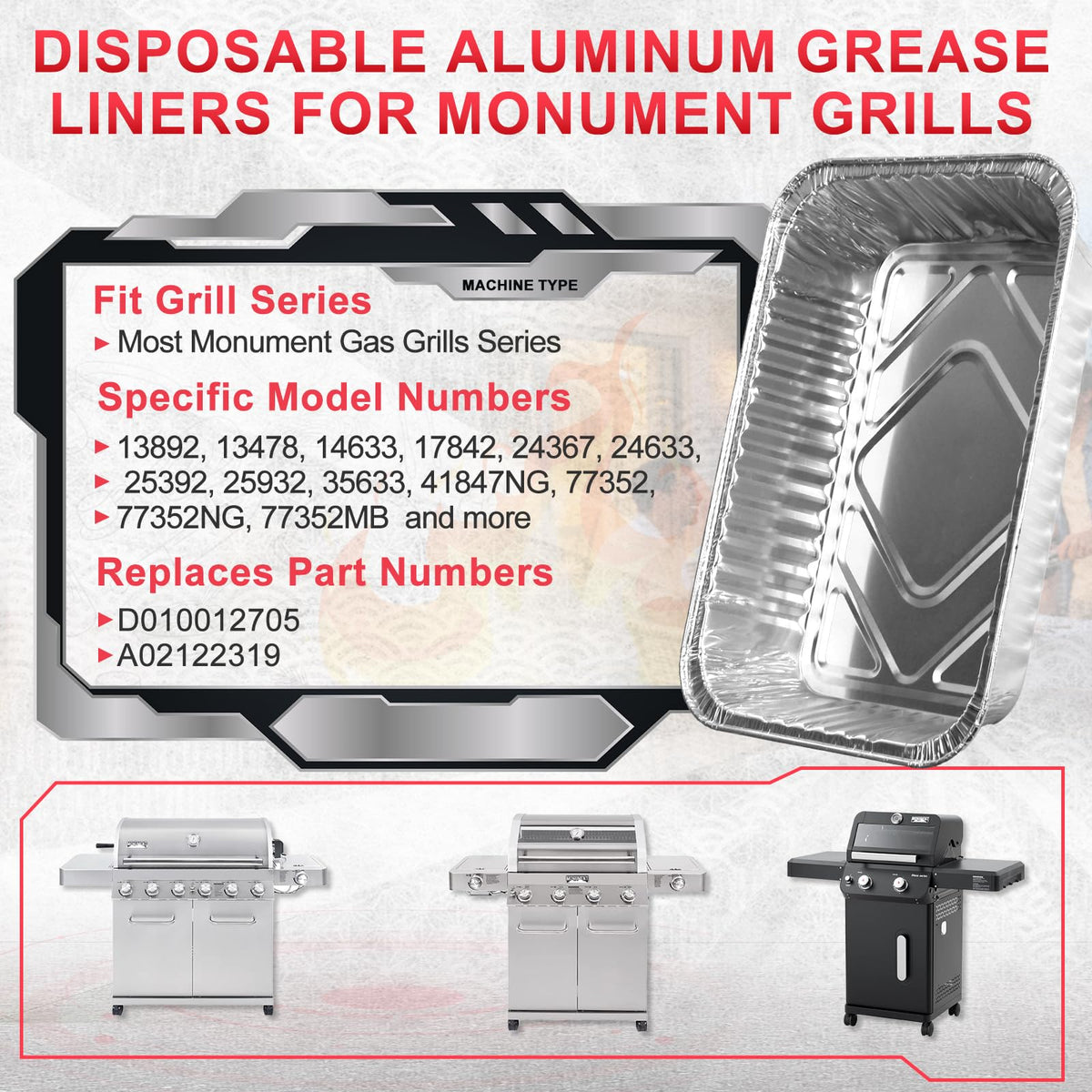 DcYourHome durable aluminum grease tray liner for 24633, corrosion-resistant and heat-tolerant for steady grilling.