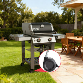 DcYourHome easy-move wheels simplify cleaning and repositioning the grill.