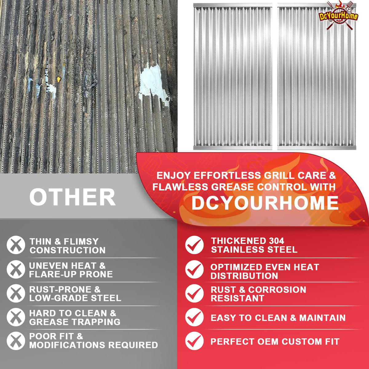 DcYourHome G362-2100-W1 emitter plate easy installation for Char-Broil