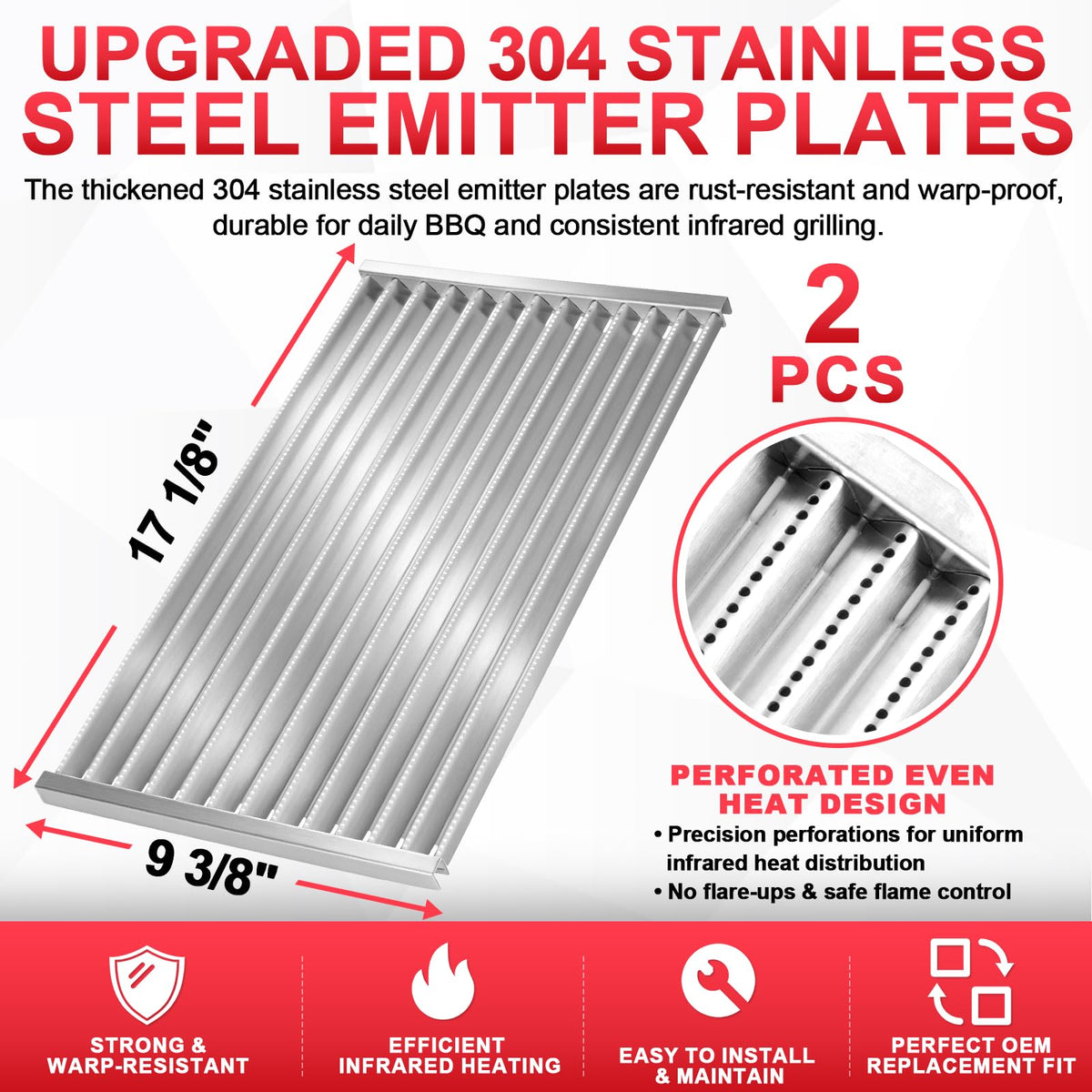 DcYourHome G362-2100-W1 emitter plate stainless steel build, durable replacement